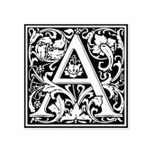 Elegant  Floral Letter A Monogram Rubberstempel (Afrduk)
