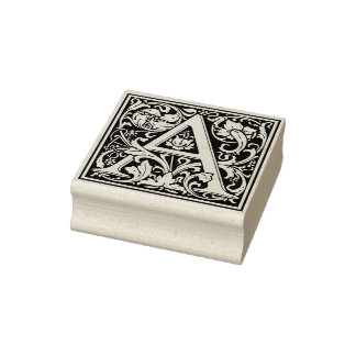 Elegant Floral Letter A Monogram Rubberstempel