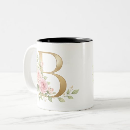 Elegant Floral Letter B Monogram Mug  Personalize (Devant gauche)