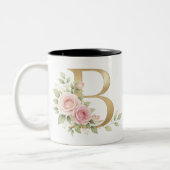Elegant Floral Letter B Monogram Mug Personalize (Gauche)