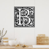 Elegant  Floral Letter B Monogram Poster (Keuken)