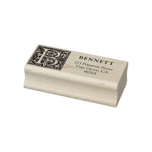 Elegant Floral Letter B Monogram Rubberstempel (Stempel)