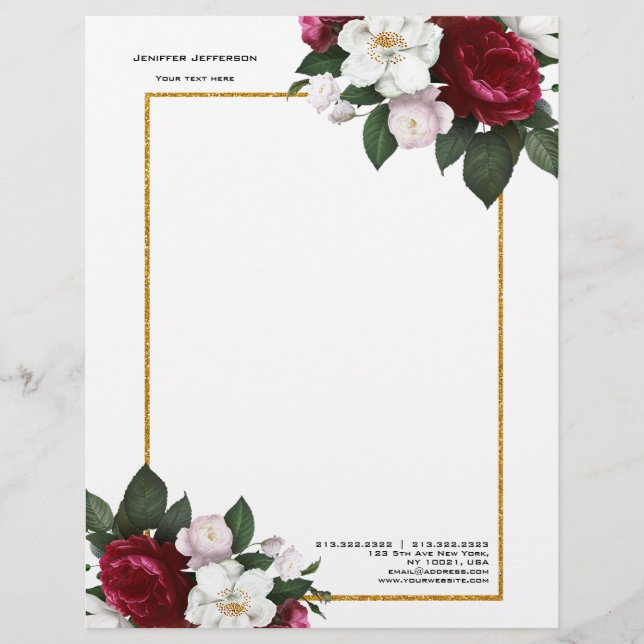 Elegant floral Letterhead Briefhoofd (Voorkant)