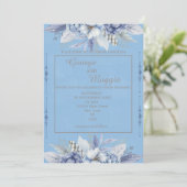 Elégant Floral Light Blue Invitation (Debout devant)