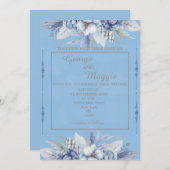 Elégant Floral Light Blue Invitation (Devant / Derrière)