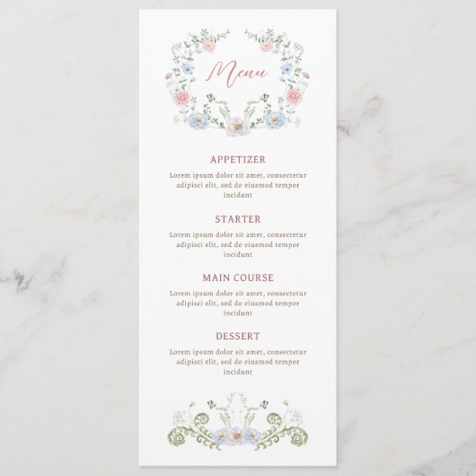 Elegant Floral Lijst Classic Menu (Voorkant)