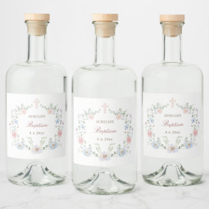 Elegant Floral Lijst doop Likeurfles Etiket