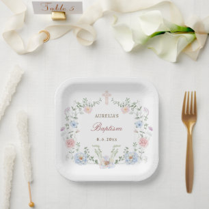 Elegant Floral Lijst doop Papieren Bordje