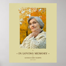 Elegant Floral Lijst & Elegant Photo Funeral Poster