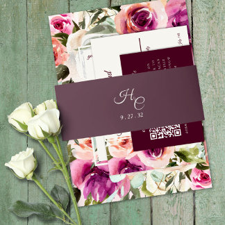 Elegant Floral Lijst Roze Blush Paars Peach White Uitnodigingen Wikkel