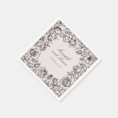 Elegant Floral Lijst Script Wedding Servet (Hoek)