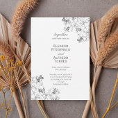 Elegant Floral Line Art Wedding Invitation