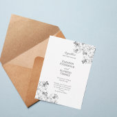 Elegant Floral Line Art Wedding Invitation