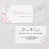 Elegant Floral Line Drawing Wedding Planner Visitekaartje (Voorkant / Achterkant)