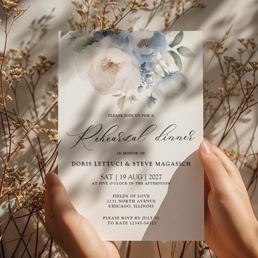 Elegant Floral Luxury repesal Dinner Invitation Kaart