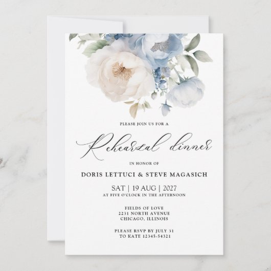 Élégant Floral Luxury Reply Diner Invitation (Devant)