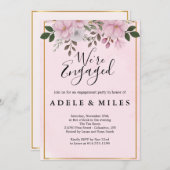 Elegant Floral Magnolia Engagement Party Kaart (Voorkant / Achterkant)