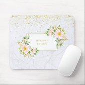 Elegant Floral Marble Chic Trendy Pastel Mousepad Muismat (Met muis)