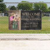 Elegant Floral Mason Jar Wedding Spandoek (Insitu)