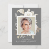 Elegant  Floral Memorial Foto aankondiging (Voorkant)