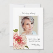 Elegant Floral Memorial Foto aankondiging (Voorkant)