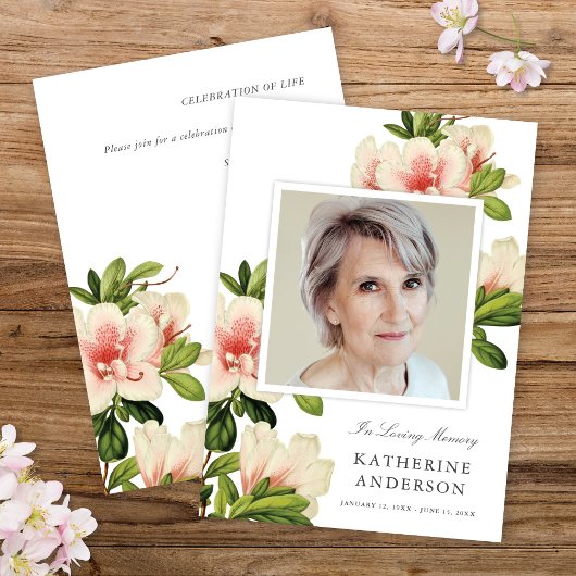 Elegant  Floral Memorial Foto aankondiging