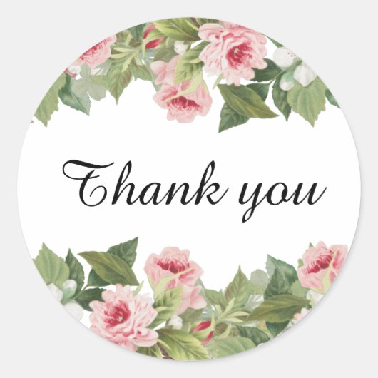 Élégant floral merci sticker avec rose (Devant)