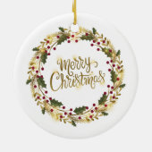 Elegant Floral Merry Kerstmis | ORNAMENT (Achterkant)