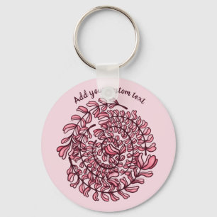 Elegant Floral met spiral roze aangepaste tekst Sleutelhanger