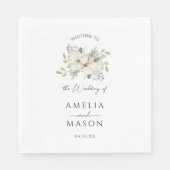 Elegant Floral Minimal White Paper Wedding  Servet (Voorkant)
