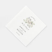 Elegant Floral Minimal White Paper Wedding  Servet (Hoek)