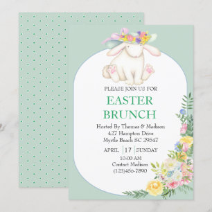Elegant Floral Mint Green Easter Brunch Uitnodigin Kaart