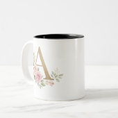 Elegant Floral Monogram A Mug – Luxury Letter A wi (Devant gauche)