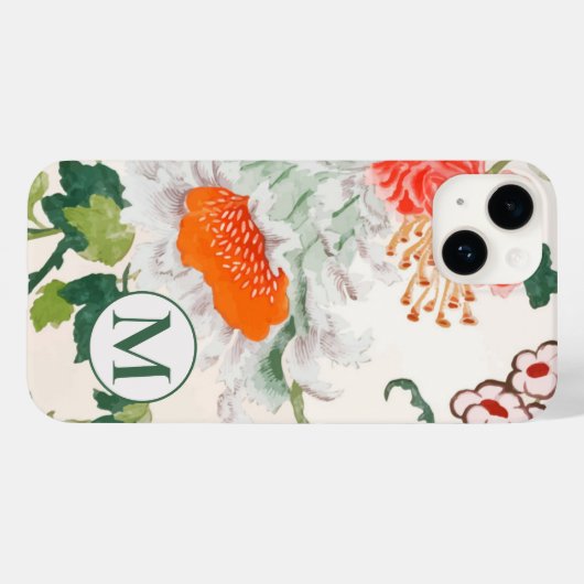 Elegant Floral Monogram Case-Mate iPhone Case (Achterkant (horizontaal))