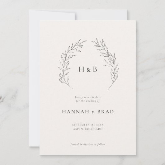 Elegant Floral Monogram Crest Wedding Save The Date (Voorkant)