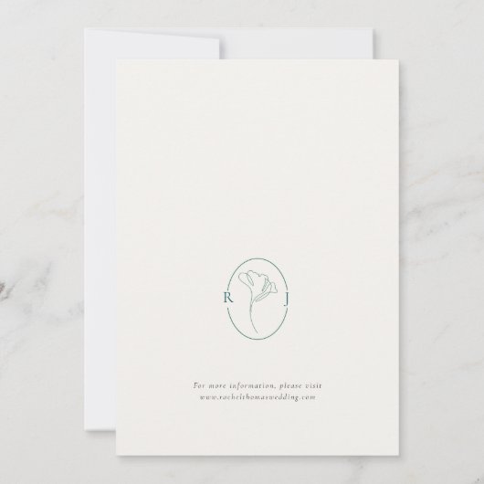 Elegant Floral Monogram Emerald Wedding  Save The Date (Achterkant)