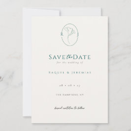 Elegant Floral Monogram Emerald Wedding Save The Date