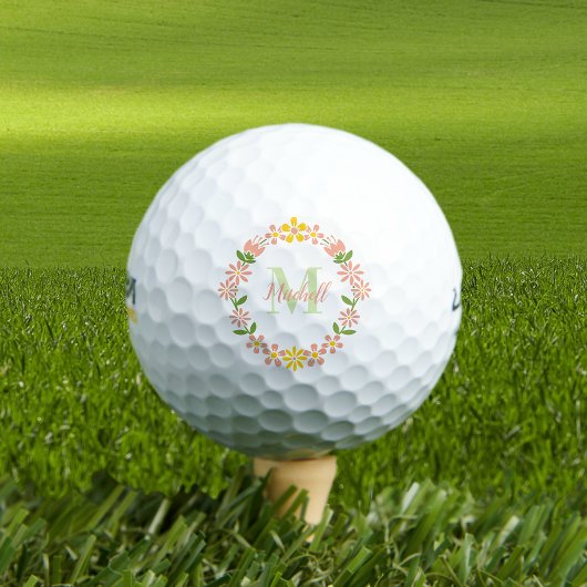 Elegant Floral Monogram Golfballen