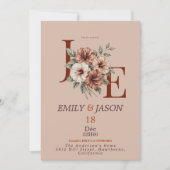 Elegant Floral Monogram Invitation (Devant)