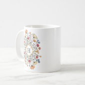 Elegant Floral Monogram Koffiemok (Voorkant links)