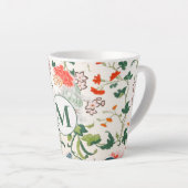 Elegant Floral Monogram Latte Mok (Rechterhoek)