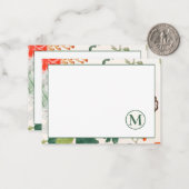 Elegant Floral Monogram Notitiekaartje (Voorkant / Achterkant in situ)