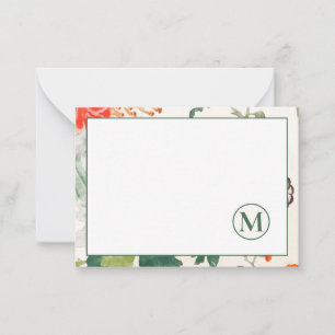 Elegant Floral Monogram Notitiekaartje