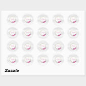 Elegant Floral Monogram roze grijze strepen Ronde Sticker (Vel)