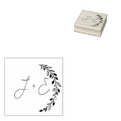 Elegant Floral Monogram Rubber Stempel (Gestempeld)