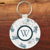 Elegant Floral Monogram Sleutelhanger (Voorkant)