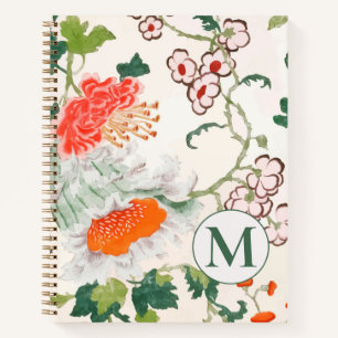 Elegant Floral Monogram Spiral Notitieboek