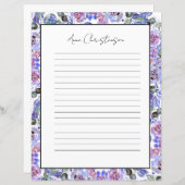 Elegant Floral Monogram Stationery Paper (Voorkant / Achterkant)
