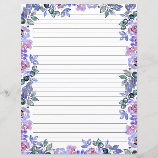 Elegant Floral Monogram Stationery Paper (Voorkant)