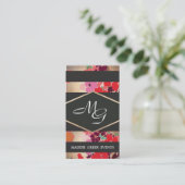 Elegant  Floral Monogram Visitekaartje (Staand voorkant)
